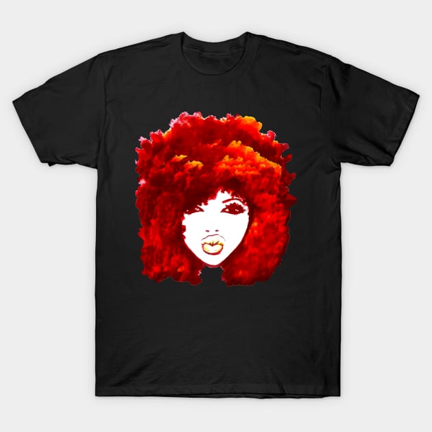 Afro Hair Curly Red Fire Autumn Natural Hair T-Shirt T-Shirt by EllenDaisyShop